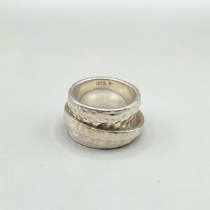 Silpada Hammered Sterling Silver and 14K Gold Spinner Ring